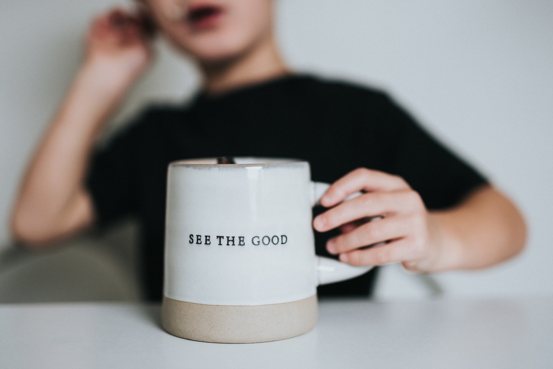 coffee mug with text: see the good